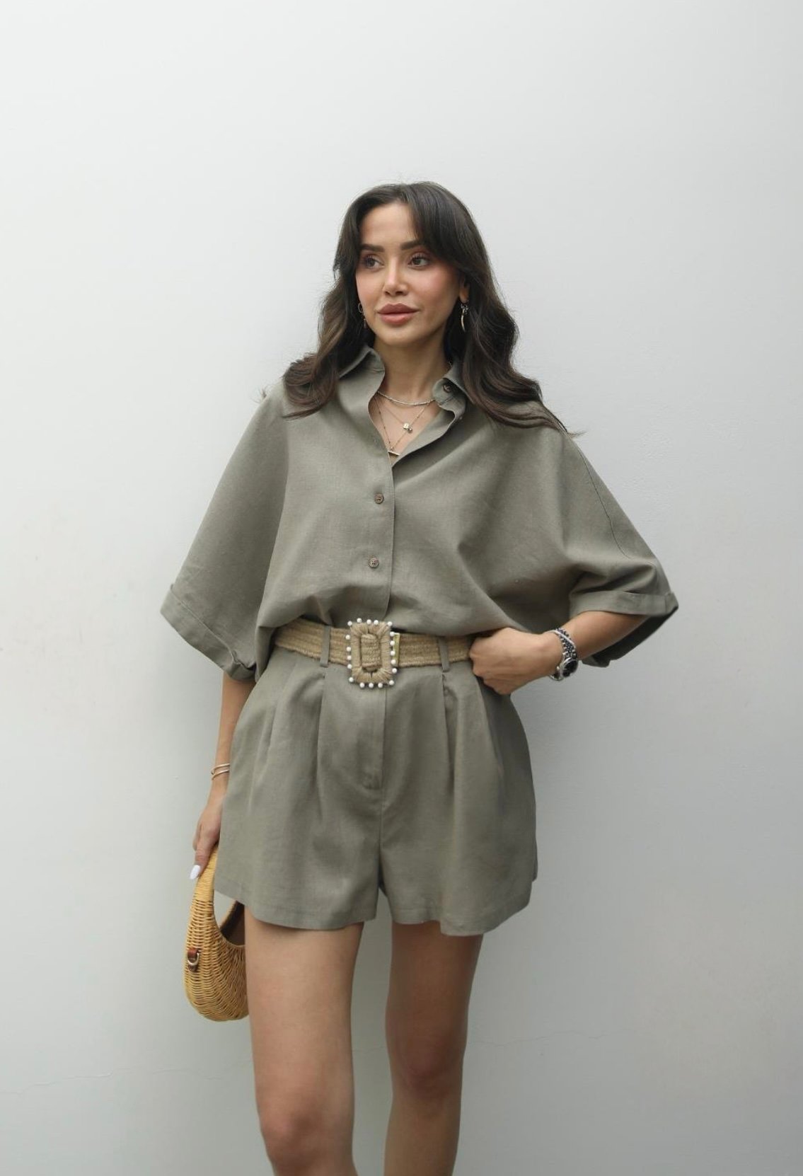 Linen shirt&shorts set