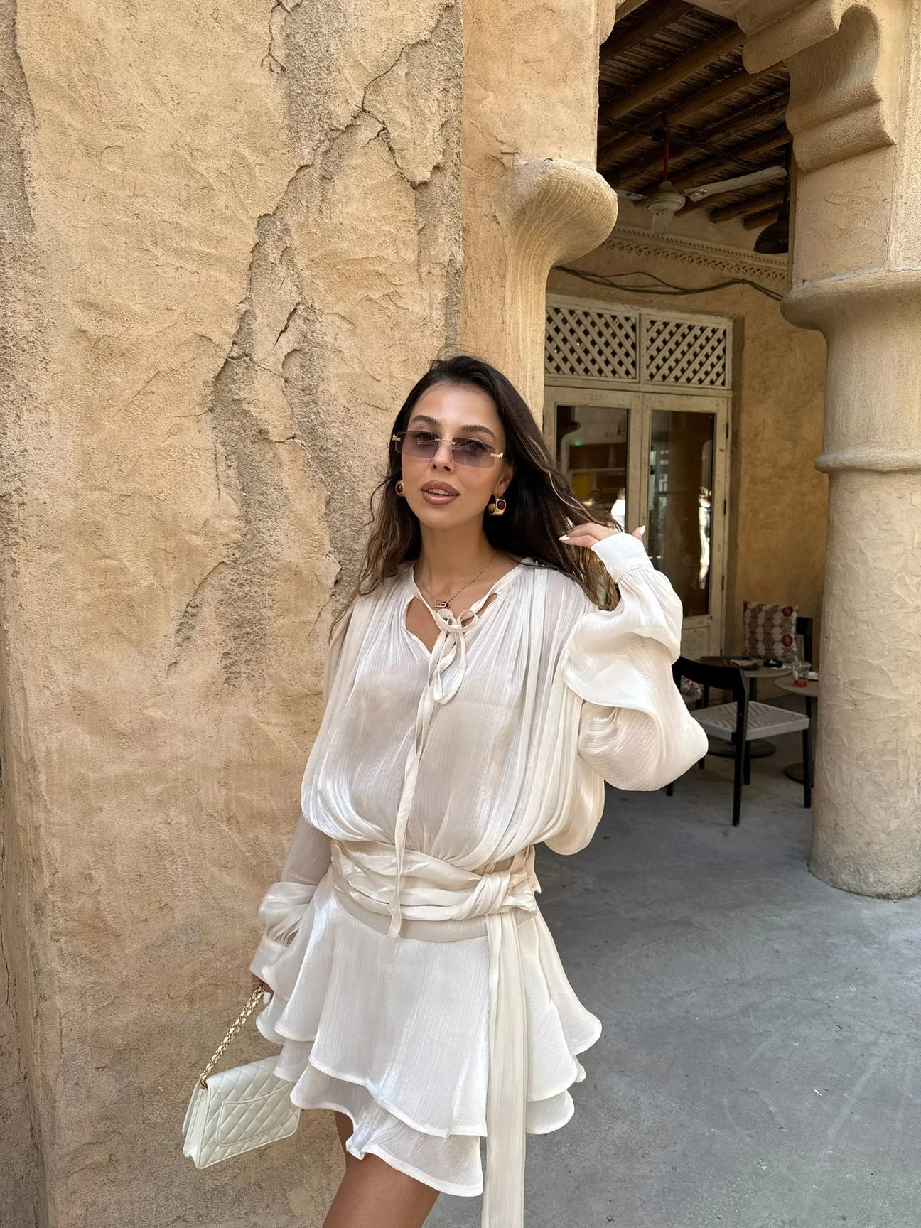 Flowy Mini Dress with long sleeves