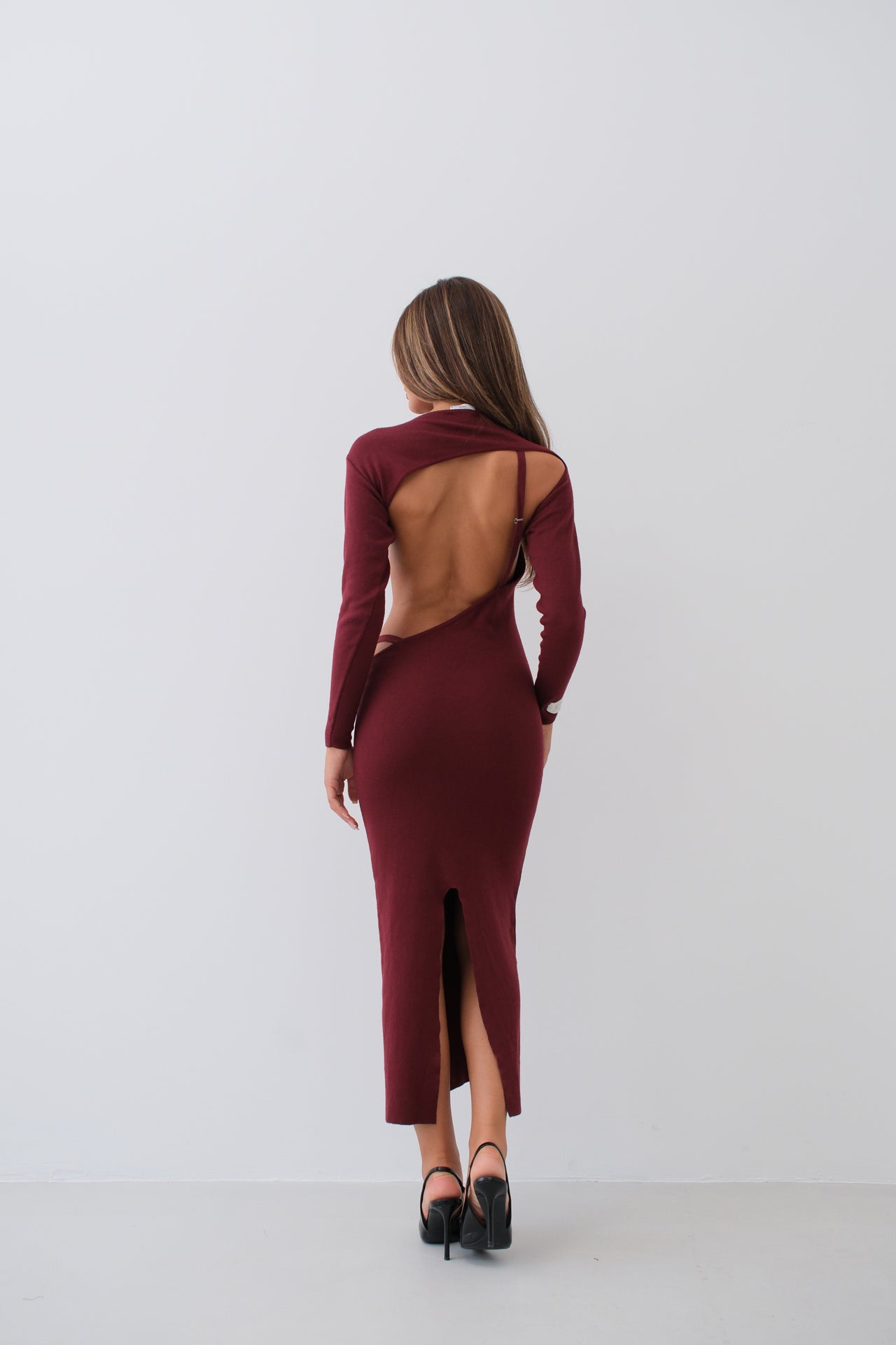 Asymmetric Maxi Dress in Burgundy