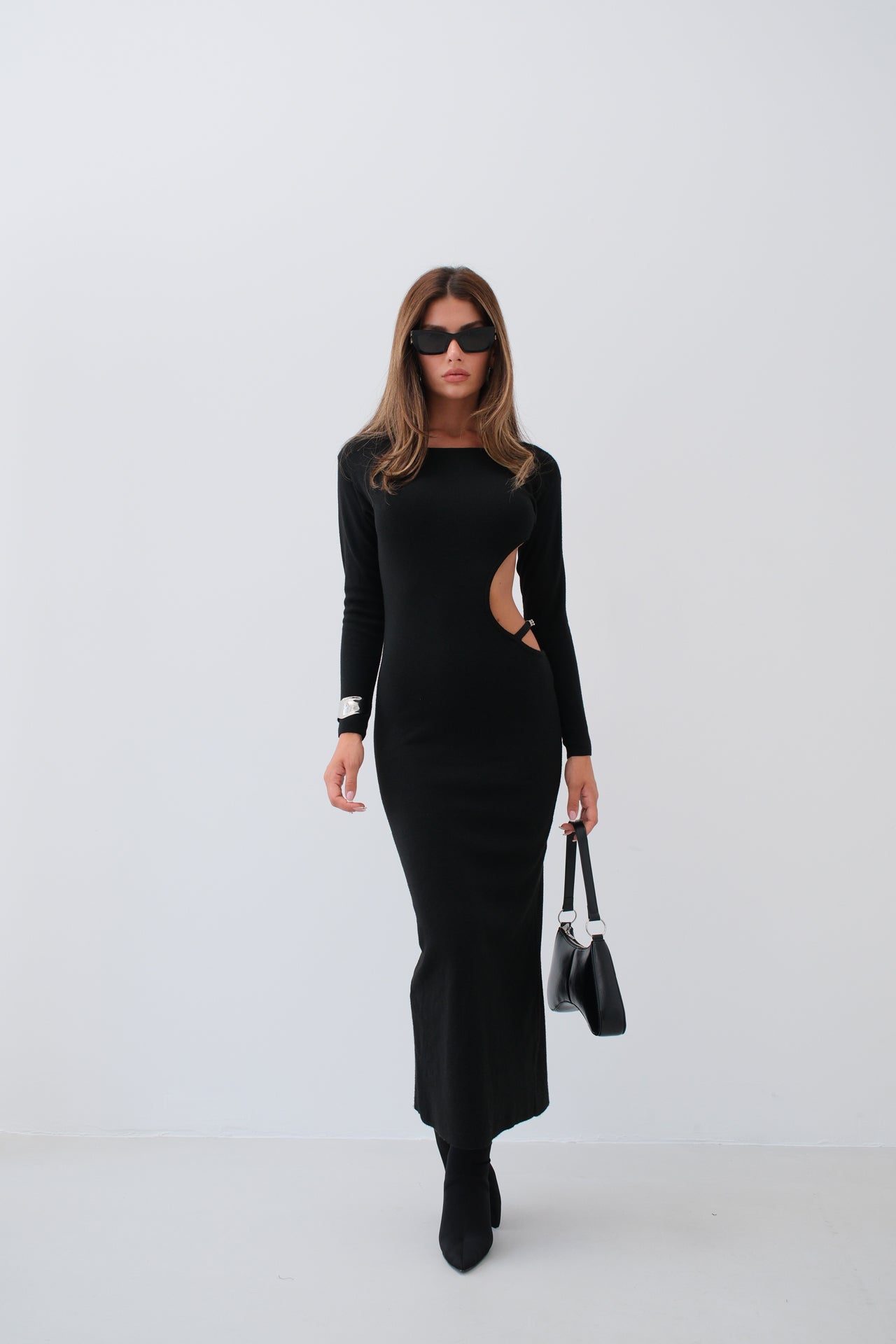 Asymmetric Maxi Dress in Black