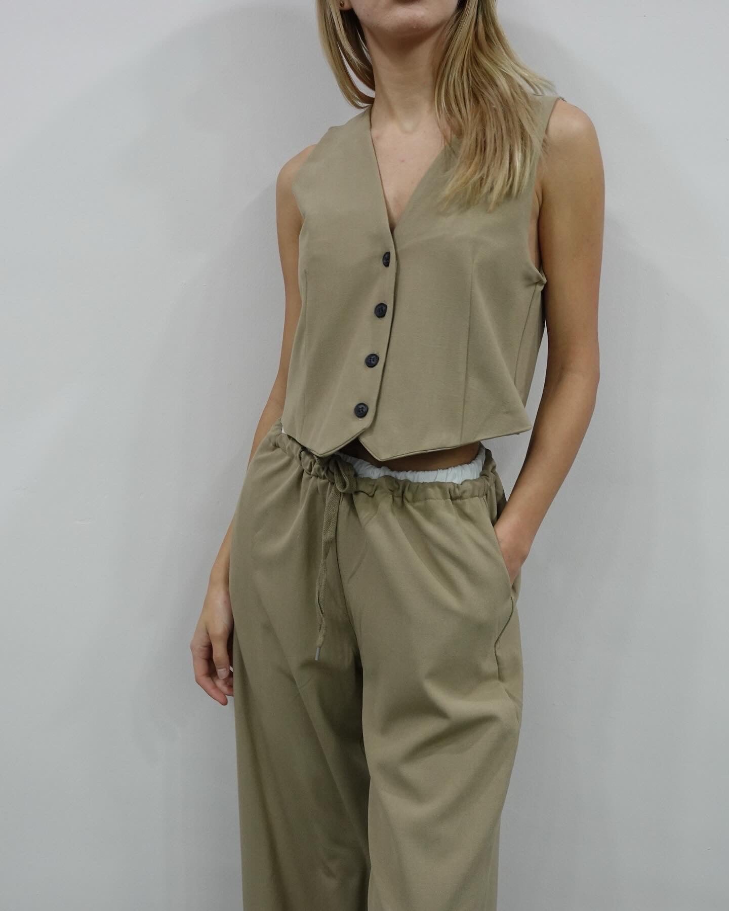 Khaki Co-ord Vest & Trousers