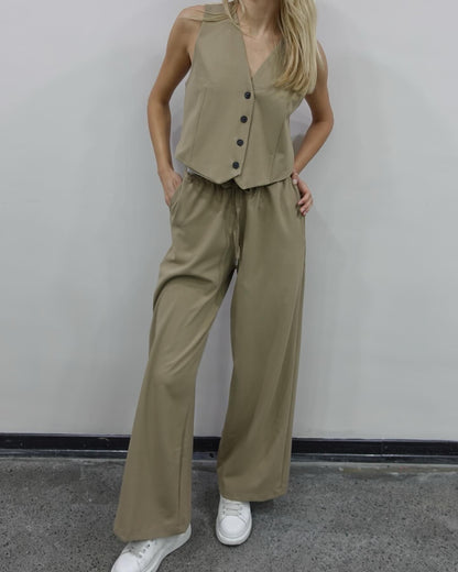 Khaki Co-ord Vest & Trousers