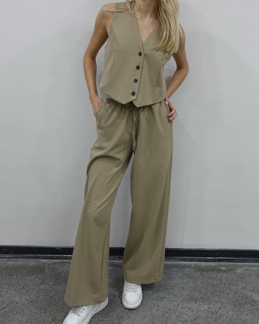 Khaki Co-ord Vest & Trousers