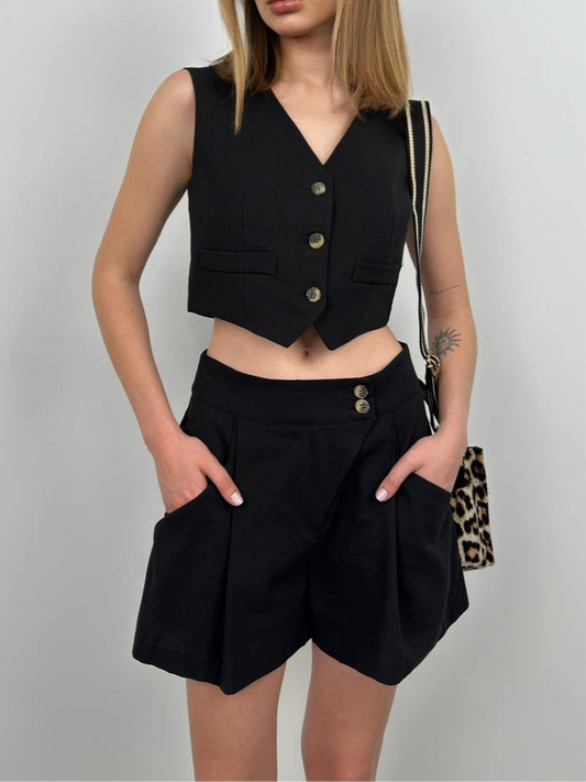 Tailored Black Vest & Shorts