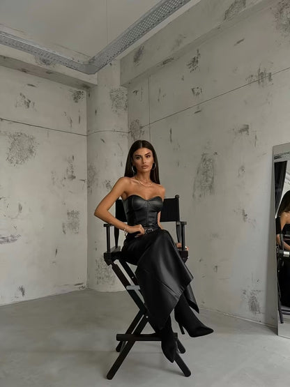 Faux Leather Corset