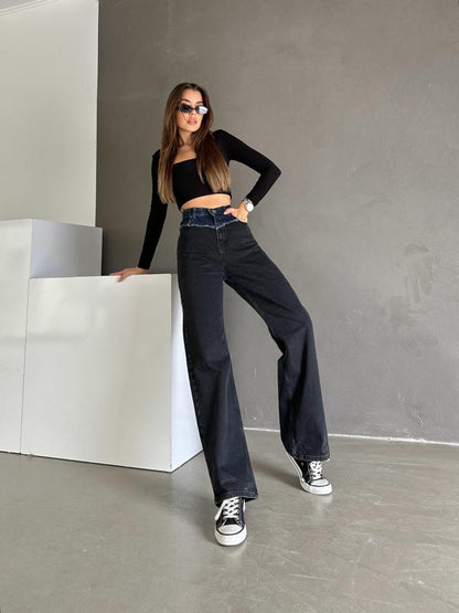 High-waisted Wide-leg Jeans