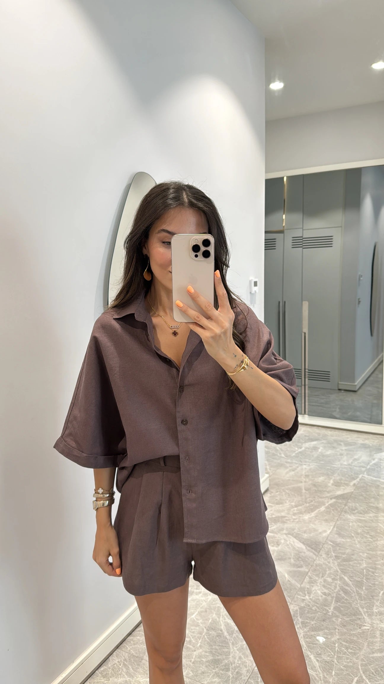 Linen Co Ord Set in Brown 